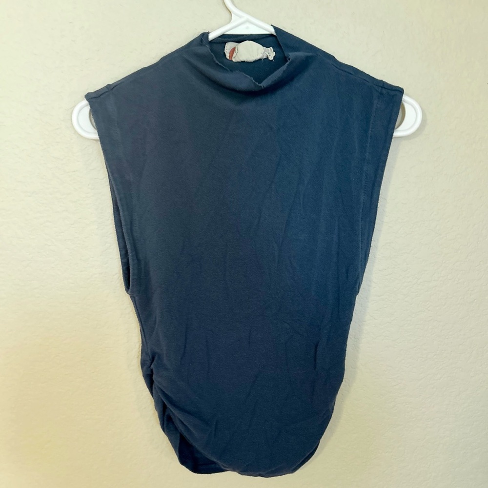 Free People Beach Dark Blue Tank Muscle Tee with Raw Hem Size XS - Picture 3 of 4